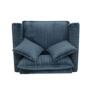 English Elm Lazy Corduroy Tufted Lounge Chair Solid Wood Frame Ergonomic Seat for Living Room Blue W487P531841