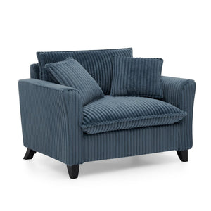 English Elm Lazy Corduroy Tufted Lounge Chair Solid Wood Frame Ergonomic Seat for Living Room Blue W487P531841