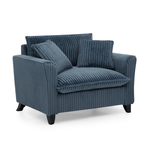 English Elm Lazy Corduroy Tufted Lounge Chair Solid Wood Frame Ergonomic Seat for Living Room Blue W487P531841
