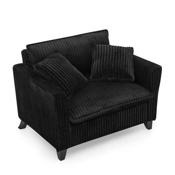 English Elm Lazy Corduroy Tufted Lounge Chair Solid Wood Frame Ergonomic Seat for Living Room Black W487P531843