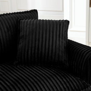 English Elm Lazy Corduroy Tufted Lounge Chair Solid Wood Frame Ergonomic Seat for Living Room Black W487P531843