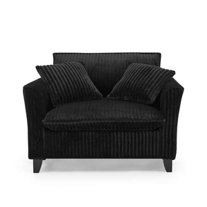 English Elm Lazy Corduroy Tufted Lounge Chair Solid Wood Frame Ergonomic Seat for Living Room Black W487P531843