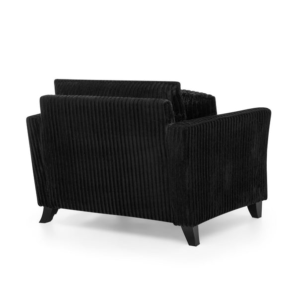 English Elm Lazy Corduroy Tufted Lounge Chair Solid Wood Frame Ergonomic Seat for Living Room Black W487P531843