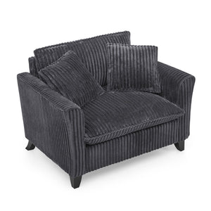 English Elm Lazy Corduroy Tufted Lounge Chair Solid Wood Frame Ergonomic Seat for Living Room Gray W487P531844
