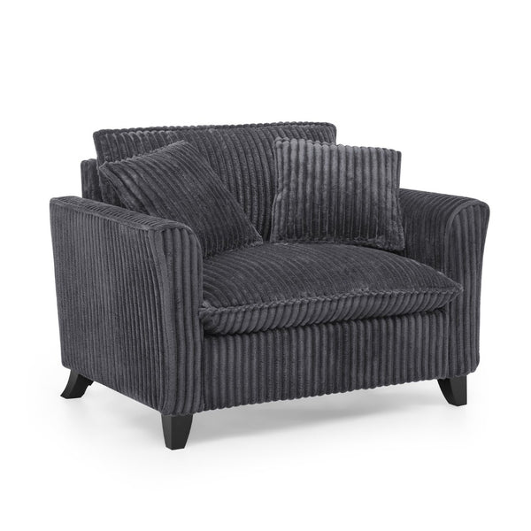 English Elm Lazy Corduroy Tufted Lounge Chair Solid Wood Frame Ergonomic Seat for Living Room Gray W487P531844