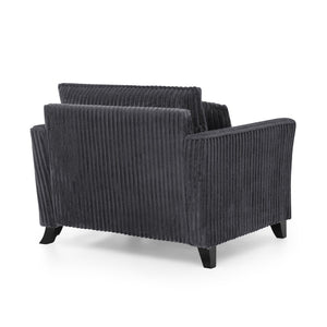 English Elm Lazy Corduroy Tufted Lounge Chair Solid Wood Frame Ergonomic Seat for Living Room Gray W487P531844