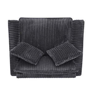 English Elm Lazy Corduroy Tufted Lounge Chair Solid Wood Frame Ergonomic Seat for Living Room Gray W487P531844