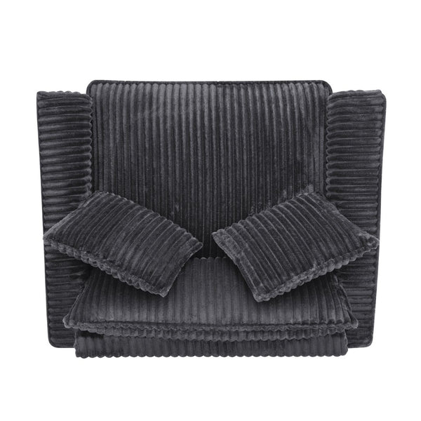 English Elm Lazy Corduroy Tufted Lounge Chair Solid Wood Frame Ergonomic Seat for Living Room Gray W487P531844
