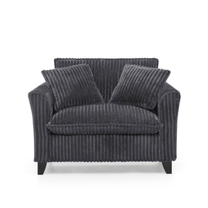 English Elm Lazy Corduroy Tufted Lounge Chair Solid Wood Frame Ergonomic Seat for Living Room Gray W487P531844