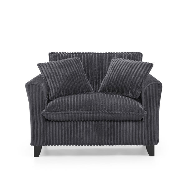 English Elm Lazy Corduroy Tufted Lounge Chair Solid Wood Frame Ergonomic Seat for Living Room Gray W487P531844