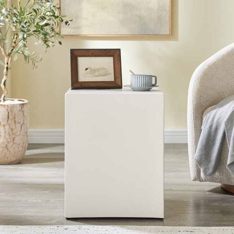 English Elm Minimalist Cube Side Table with Integrated Carry Handles for Modern Living Spaces W487P538399