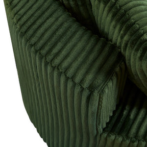 English Elm Oversized Round Swivel Chair with Ribbed Plush Fabric and Cozy Cocoon Seat for Lounging Green W487P540555