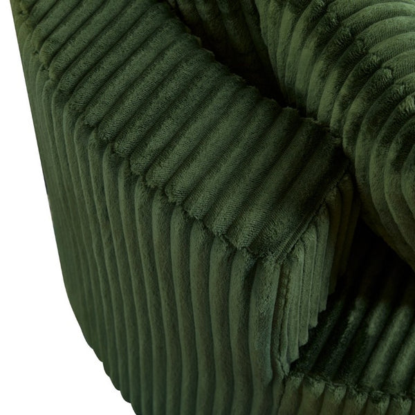 English Elm Oversized Round Swivel Chair with Ribbed Plush Fabric and Cozy Cocoon Seat for Lounging Green W487P540555