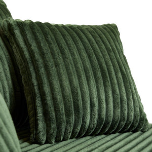 English Elm Oversized Round Swivel Chair with Ribbed Plush Fabric and Cozy Cocoon Seat for Lounging Green W487P540555