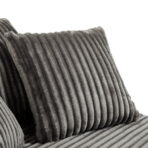 English Elm Oversized Round Swivel Chair with Ribbed Plush Fabric and Cozy Cocoon Seat for Lounging Brown W487P540556