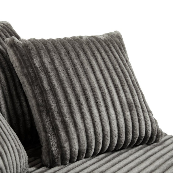 English Elm Oversized Round Swivel Chair with Ribbed Plush Fabric and Cozy Cocoon Seat for Lounging Brown W487P540556