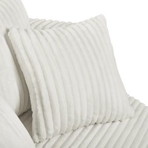 English Elm Oversized Round Swivel Chair with Ribbed Plush Fabric and Cozy Cocoon Seat for Lounging Beige W487P540557