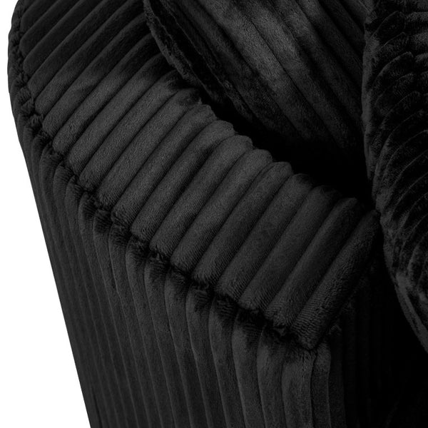 English Elm Oversized Round Swivel Chair with Ribbed Plush Fabric and Cozy Cocoon Seat for Lounging Black W487P540558