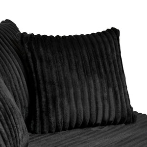 English Elm Oversized Round Swivel Chair with Ribbed Plush Fabric and Cozy Cocoon Seat for Lounging Black W487P540558