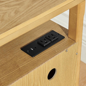 English Elm Wooden Framed Nightstand with Open Cubby Shelf and Two Drawers for Bedroom Decor W487P543905