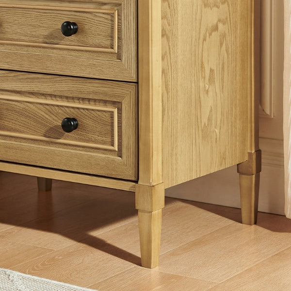 English Elm Wooden Framed Nightstand with Open Cubby Shelf and Two Drawers for Bedroom Decor W487P543905