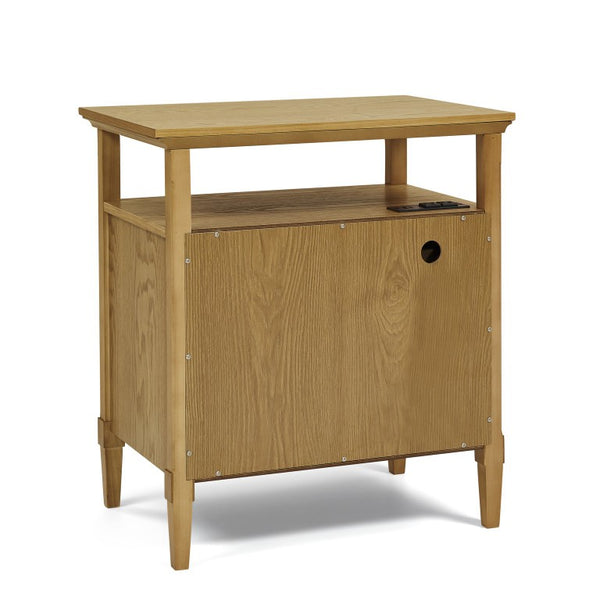 English Elm Wooden Framed Nightstand with Open Cubby Shelf and Two Drawers for Bedroom Decor W487P543905