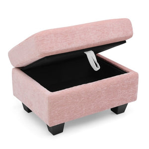 English Elm Single Chenille Recliner with Ottoman USB Port Hidden Storage and Cup Holders Pink W487P556701