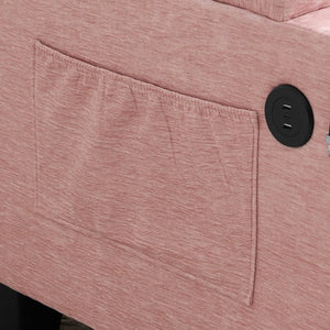 English Elm Single Chenille Recliner with Ottoman USB Port Hidden Storage and Cup Holders Pink W487P556701