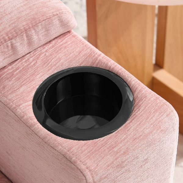 English Elm Single Chenille Recliner with Ottoman USB Port Hidden Storage and Cup Holders Pink W487P556701