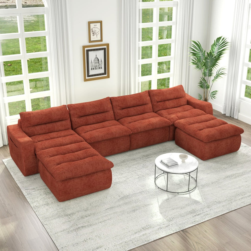 English Elm Compression Foam Modular Floor Sofa Frameless Sectional for Modern Living Spaces W487S00315