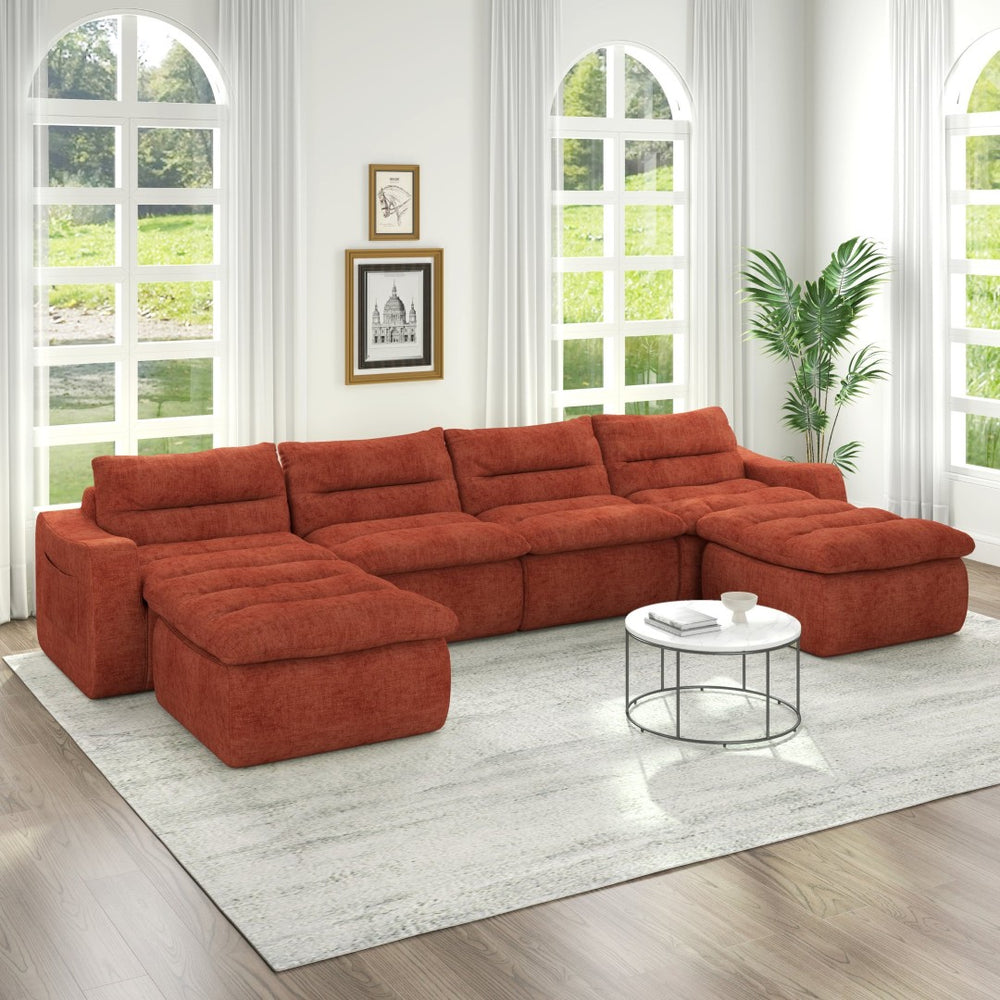 English Elm Compression Foam Modular Floor Sofa Frameless Sectional for Modern Living Spaces W487S00315