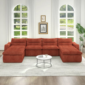 English Elm Compression Foam Modular Floor Sofa Frameless Sectional for Modern Living Spaces W487S00315