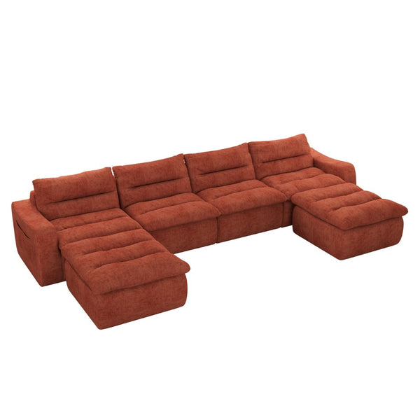 English Elm Compression Foam Modular Floor Sofa Frameless Sectional for Modern Living Spaces W487S00315
