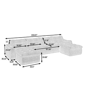 English Elm Compression Foam Modular Floor Sofa Frameless Sectional for Modern Living Spaces W487S00315