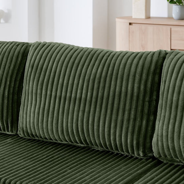 English Elm U Shape Modular Sectional Corduroy Sofa Sleeper Plush Foam Spring Living Room Couch Green W487S00377