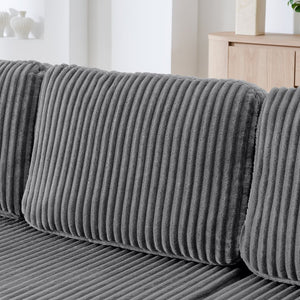 English Elm U Shape Modular Sectional with Corduroy Terrycloth Sleeper for Living Room Studio W487S00512