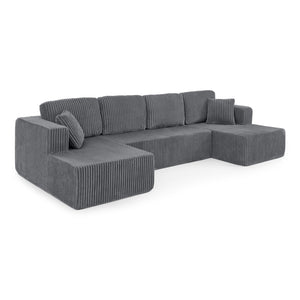 English Elm U Shape Modular Sectional with Corduroy Terrycloth Sleeper for Living Room Studio W487S00512