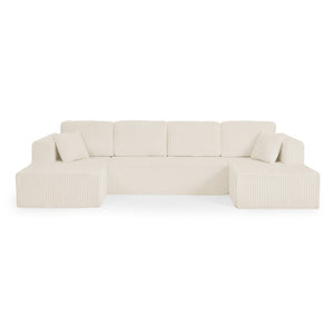 English Elm U Shaped Modular Sectional Sofa Corduroy Terrycloth Upholstered Sleeper for Living Room W487S00528