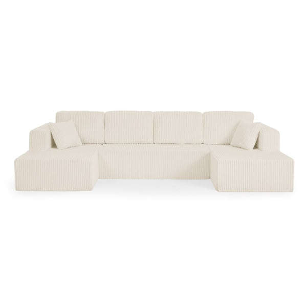 English Elm U Shaped Modular Sectional Sofa Corduroy Terrycloth Upholstered Sleeper for Living Room W487S00528