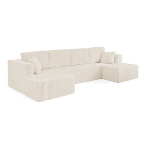 English Elm U Shaped Modular Sectional Sofa Corduroy Terrycloth Upholstered Sleeper for Living Room W487S00528