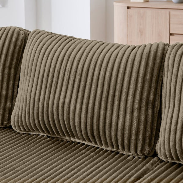 English Elm U Shaped Modular Sectional with Corduroy Terrycloth Upholstery for Flexible Living Spaces Brown W487S00540