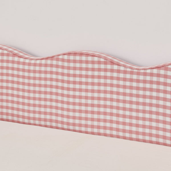 English Elm Full‑size Convertible Daybed Sofa with Pull-out Trundle Pockets and Polyester Upholstery Gingham Pink W487S00547