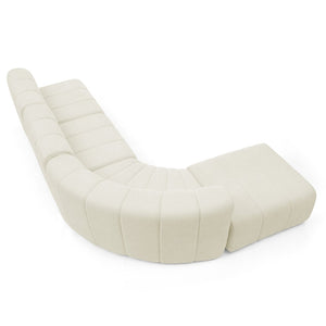 English Elm Modern Chenille Curved Modular Sectional with Channel Stitching and Movable Ottoman Beige W487S00556