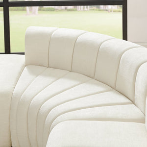 English Elm Modern Chenille Curved Modular Sectional with Channel Stitching and Movable Ottoman Beige W487S00556