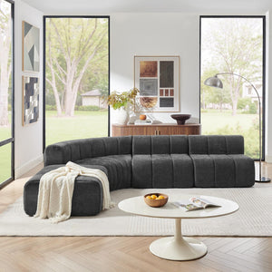 English Elm Modern Chenille Curved Modular Sectional with Channel Stitching and Movable Ottoman Black W487S00557