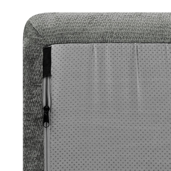 English Elm Modern Chenille Curved Modular Sectional with Channel Stitching and Movable Ottoman Dark Gray W487S00558