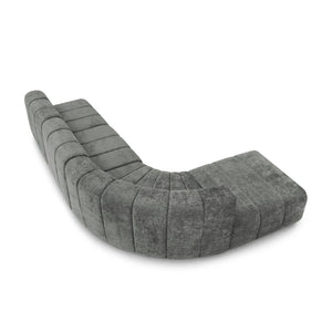 English Elm Modern Chenille Curved Modular Sectional with Channel Stitching and Movable Ottoman Dark Gray W487S00558