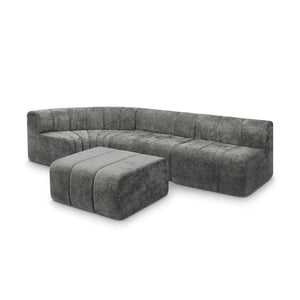 English Elm Modern Chenille Curved Modular Sectional with Channel Stitching and Movable Ottoman Dark Gray W487S00558