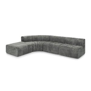 English Elm Modern Chenille Curved Modular Sectional with Channel Stitching and Movable Ottoman Dark Gray W487S00558