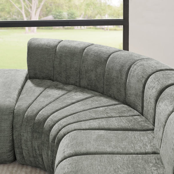 English Elm Modern Chenille Curved Modular Sectional with Channel Stitching and Movable Ottoman Dark Gray W487S00558
